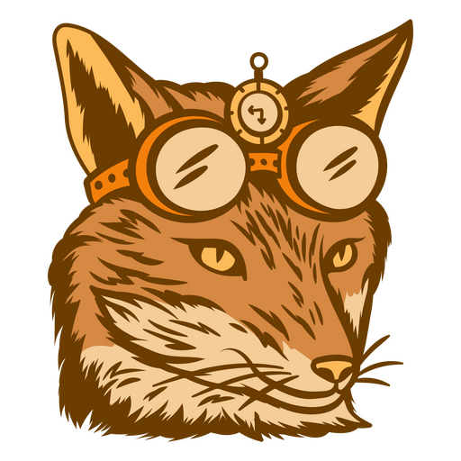 Raposa steampunk usando óculos Desenho PNG