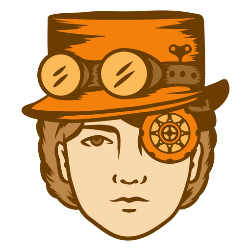 Rosto steampunk com chapéu e óculos de proteção Desenho PNG