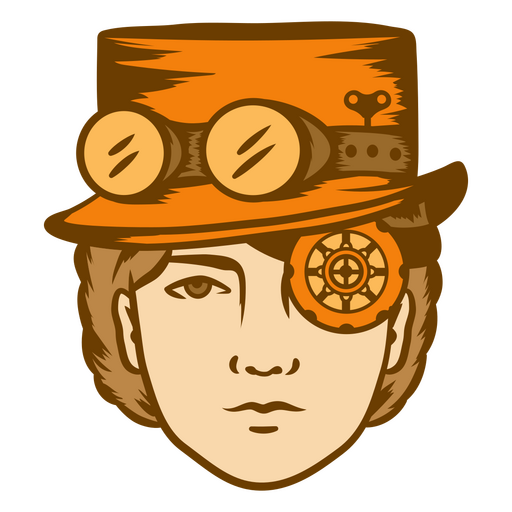 Steampunk face with a hat and goggles PNG Design