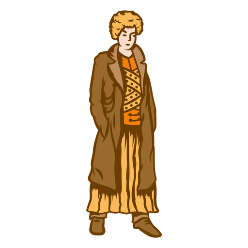 Steampunk woman in a brown coat PNG Design