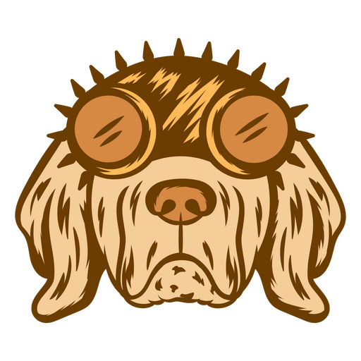 Cachorro marrom com óculos na cabeça Desenho PNG