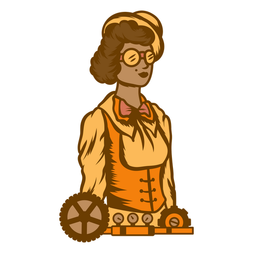 Steampunk mulher de óculos e um chapéu Desenho PNG