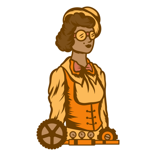 Steampunk woman in glasses and a hat PNG Design