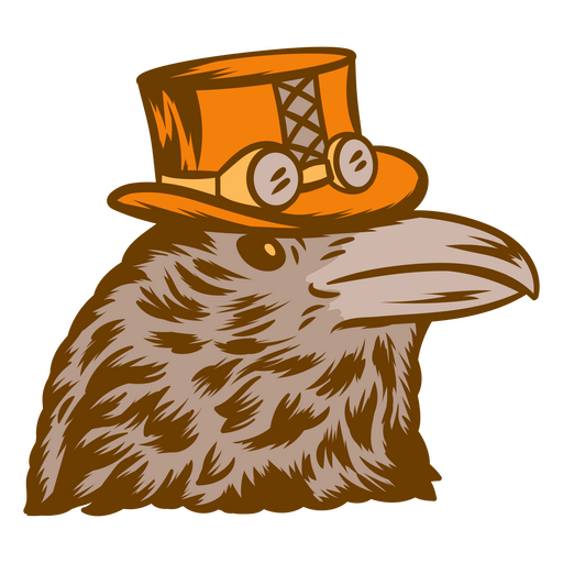 Steampunk crow wearing a top hat PNG Design
