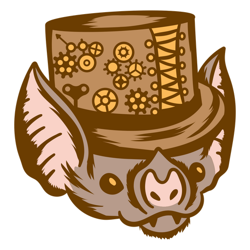 Murciélago Steampunk en un sombrero de copa Diseño PNG