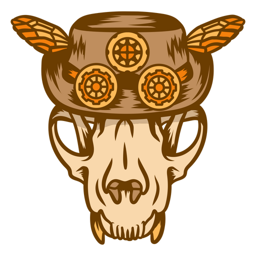 Cráneo de animal Steampunk en un sombrero Diseño PNG