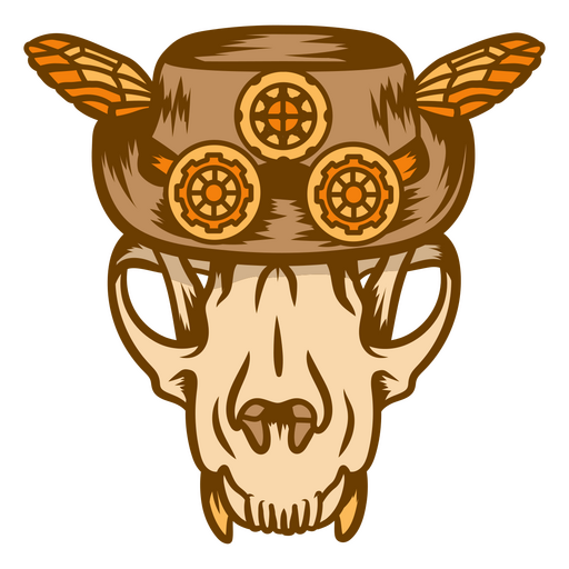 Crânio animal steampunk em um chapéu Desenho PNG