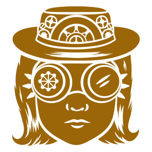 Chica steampunk con sombrero y gafas Diseño PNG