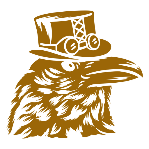 Steampunk crow wearing a top hat cut out PNG Design