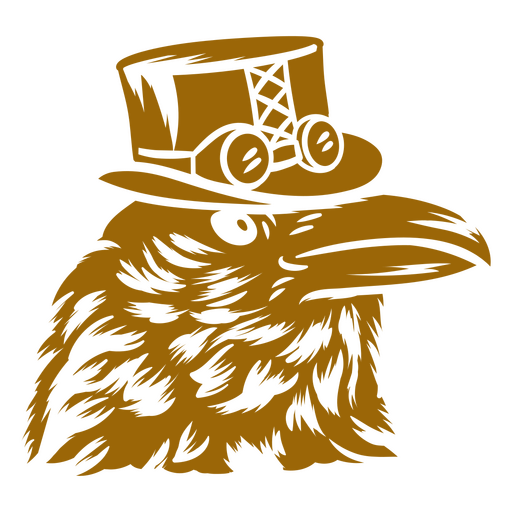 Steampunk-Krähe mit ausgeschnittenem Zylinder PNG-Design