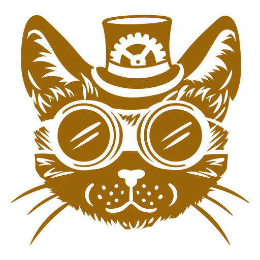 Gato Steampunk usando óculos e chapéu Desenho PNG