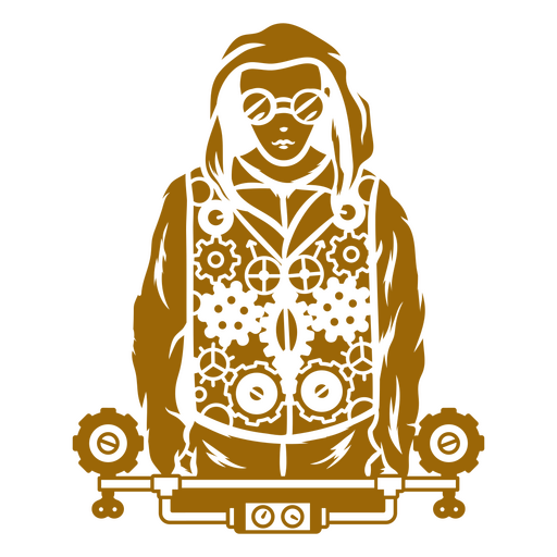 Hombre steampunk con engranajes recortados Diseño PNG