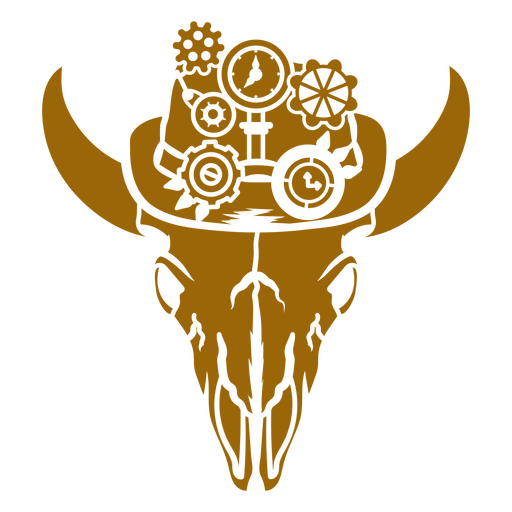 Steampunk bull skull with gears cut out PNG Design