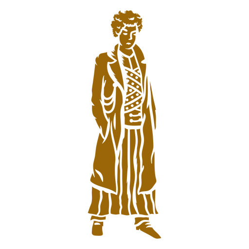 Hombre con un abrigo marrón de pie Diseño PNG