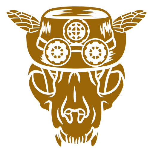 Caveira Steampunk com chifres e um chapéu steampunk Desenho PNG