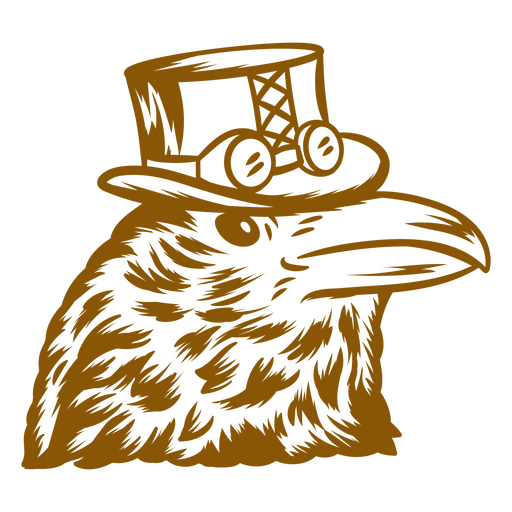 Steampunk crow wearing a top hat stroke PNG Design