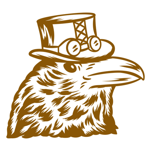 Steampunk-Krähe mit Zylinderstrich PNG-Design