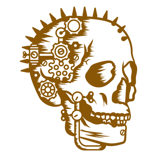 Steampunk skull with gears and spikes PNG Design