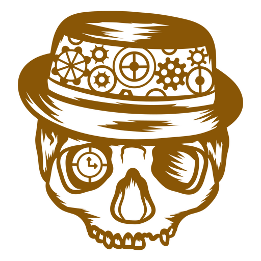 Steampunk skull in a top hat PNG Design