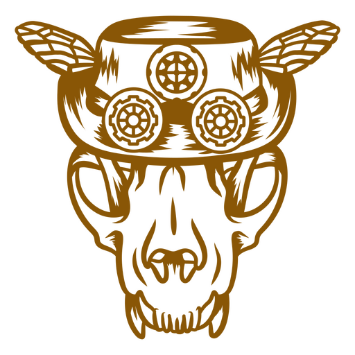 Cráneo de animal steampunk con sombrero de copa Diseño PNG