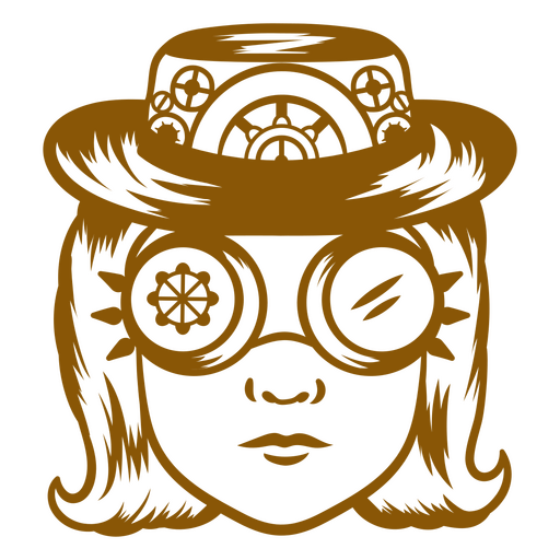 Chica steampunk con sombrero y gafas Diseño PNG
