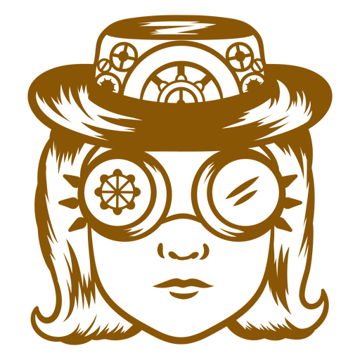 Garota steampunk com um chapéu e óculos de proteção Desenho PNG