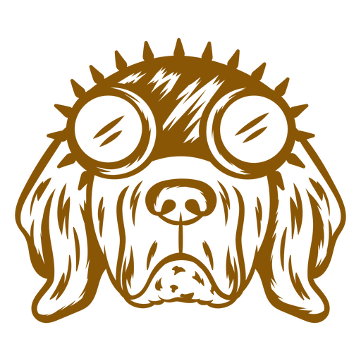 Steampunk dog with goggles on his head stroke PNG Design