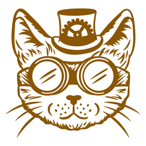 Gato Steampunk de cartola e óculos de proteção Desenho PNG