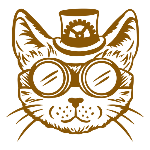 Steampunk cat in a top hat and goggles PNG Design