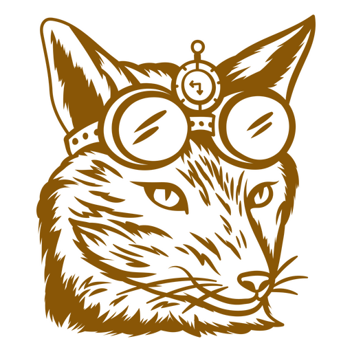 Steampunk fox wearing goggles stroke PNG Design