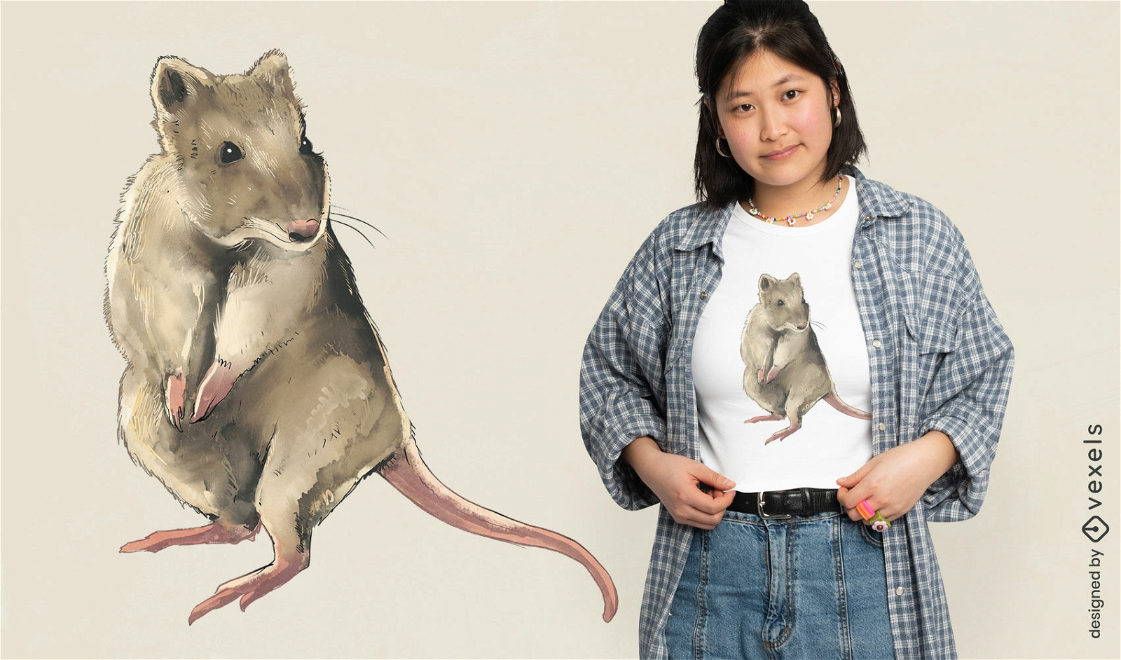 Potoroo süßes Tier realistisches T-Shirt-Design