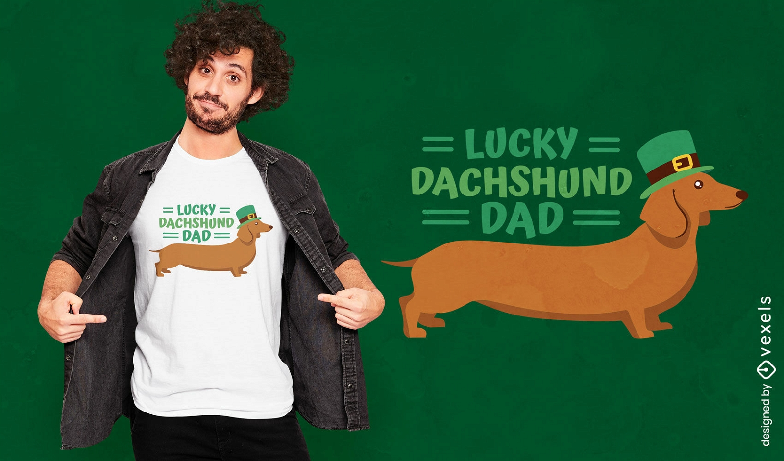 Design de camiseta de cachorro dachsund de São Patrício