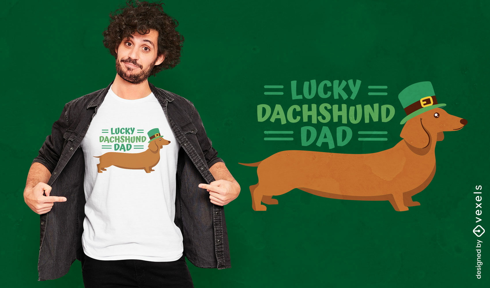 Diseño de camiseta de perro dachsund de San Patricio