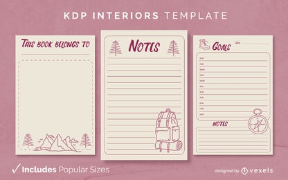 Travel journal template KDP interior design