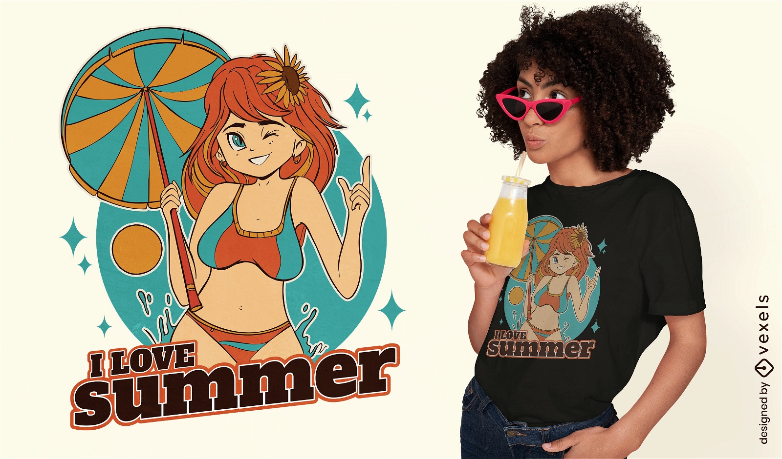 Design de camiseta de garota de verão