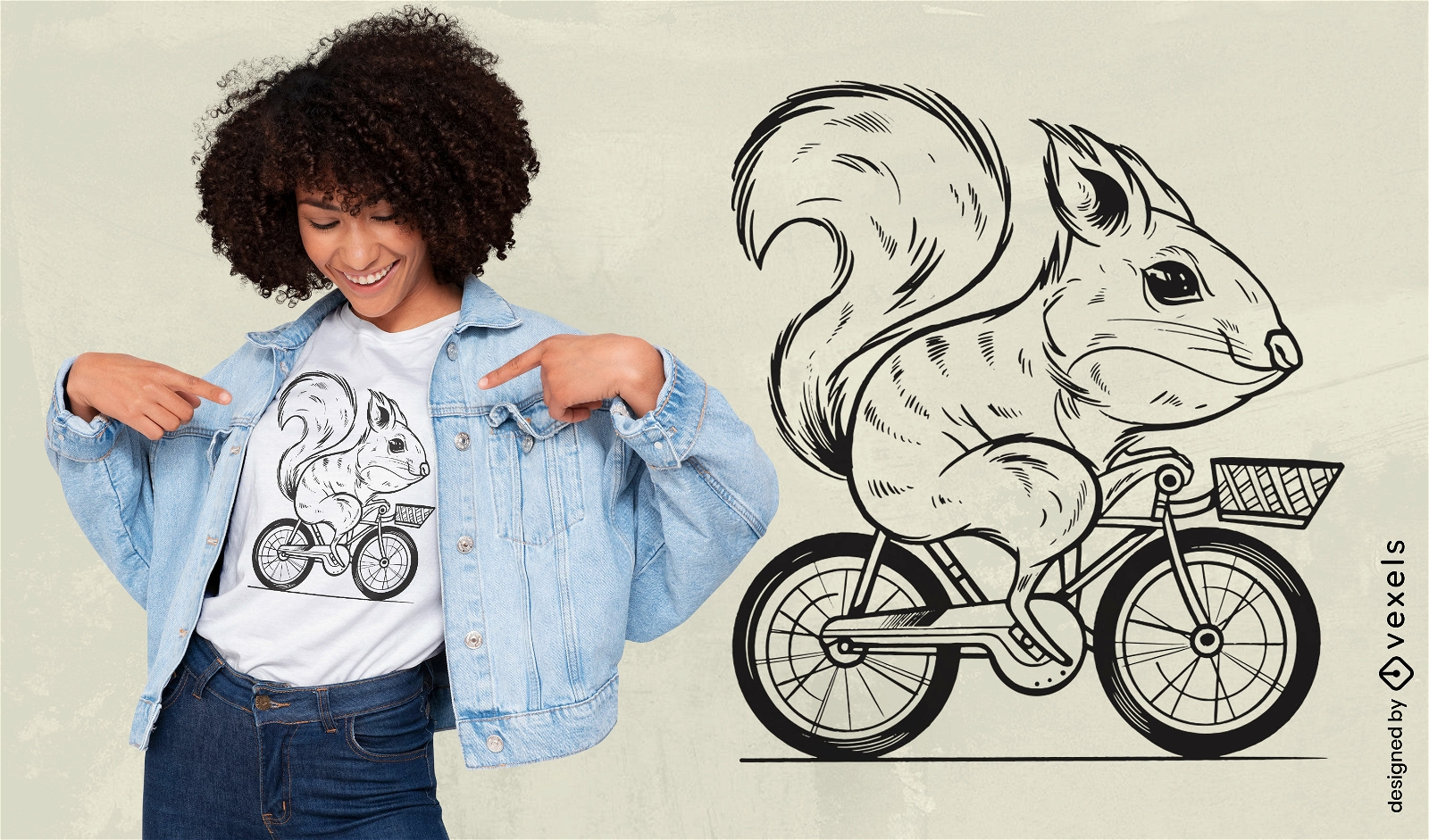 Diseño de camiseta de ardilla en bicicleta