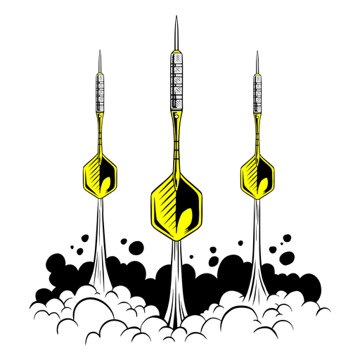 Tres dardos amarillos Diseño PNG