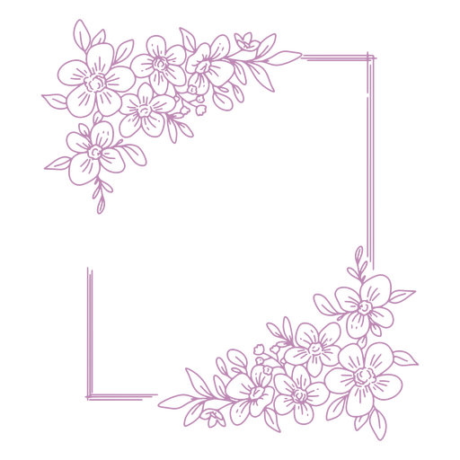 Arte lineal de marco floral púrpura Diseño PNG