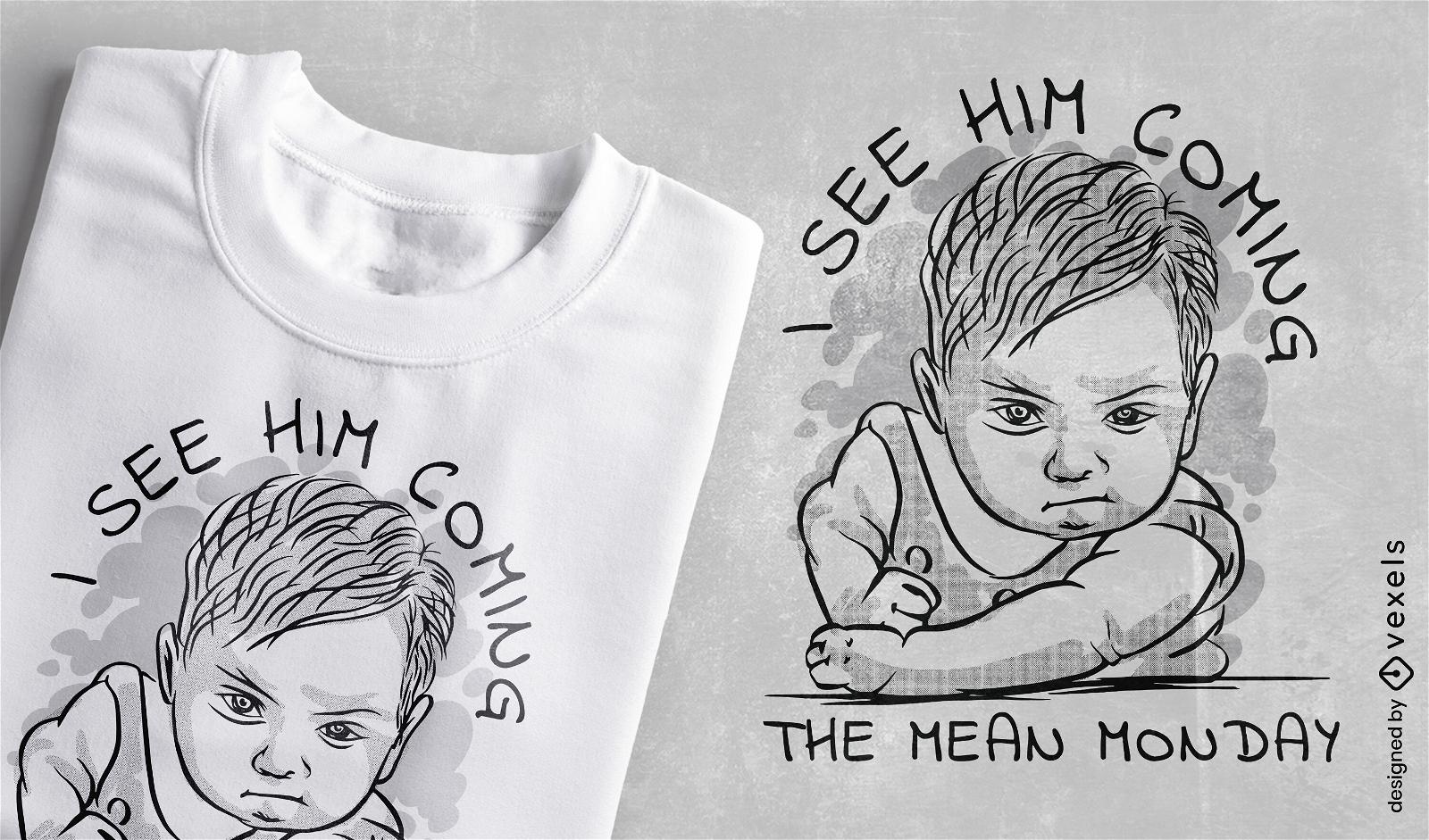 Design de camiseta de esboço engraçado de bebê zangado
