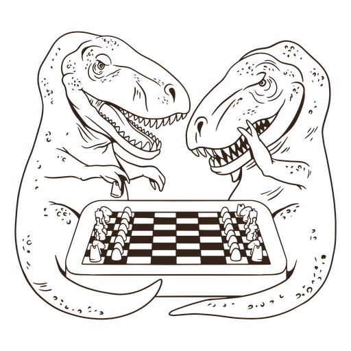 Two dinosaurs playing chess PNG Design