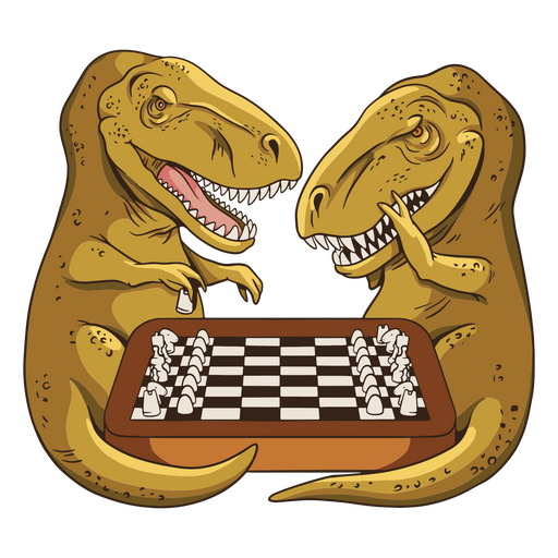 Two dinosaurs playing chess funny PNG Design