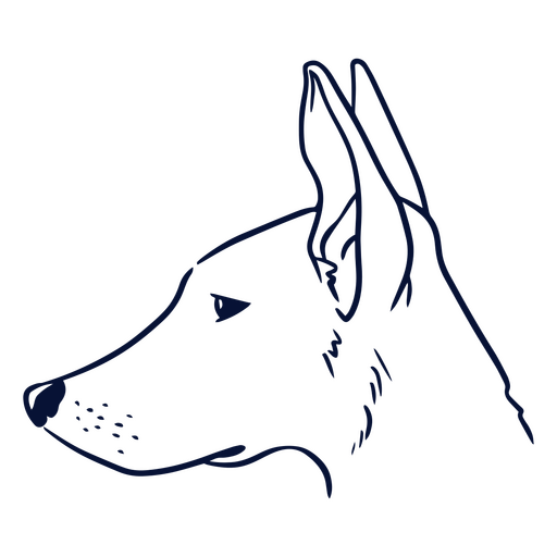 Black and white drawing of a dog's head PNG Design