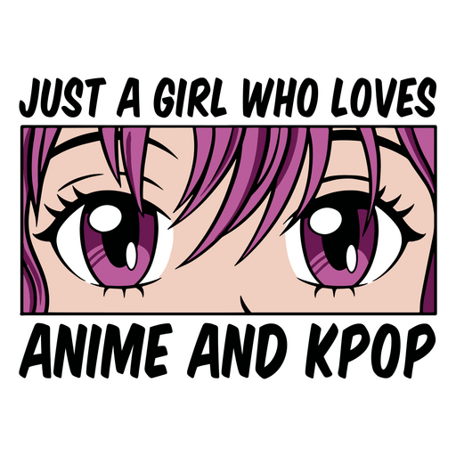Girl with purple hair anime and kpop fan PNG Design