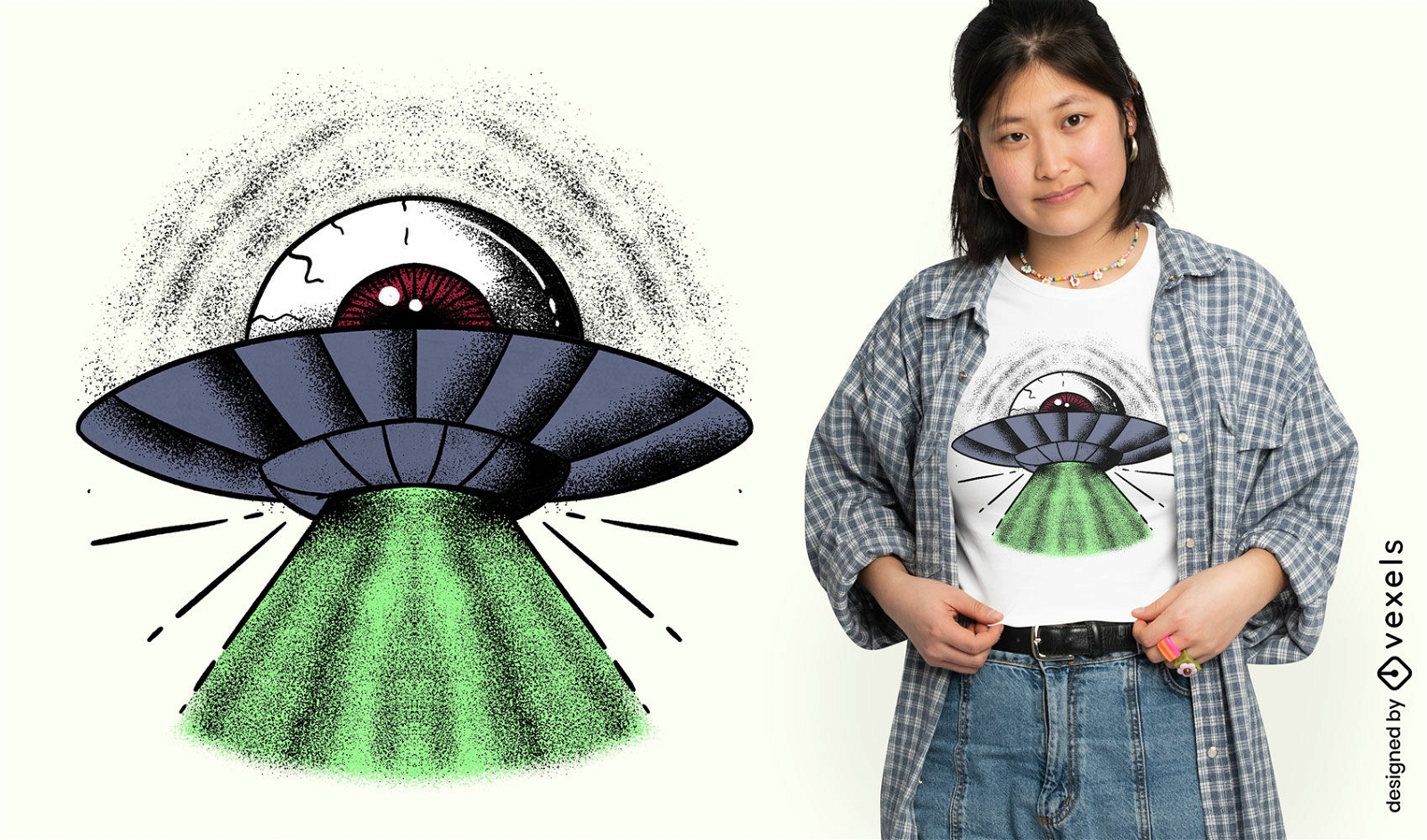 Design de camiseta trippy de nave alien?gena