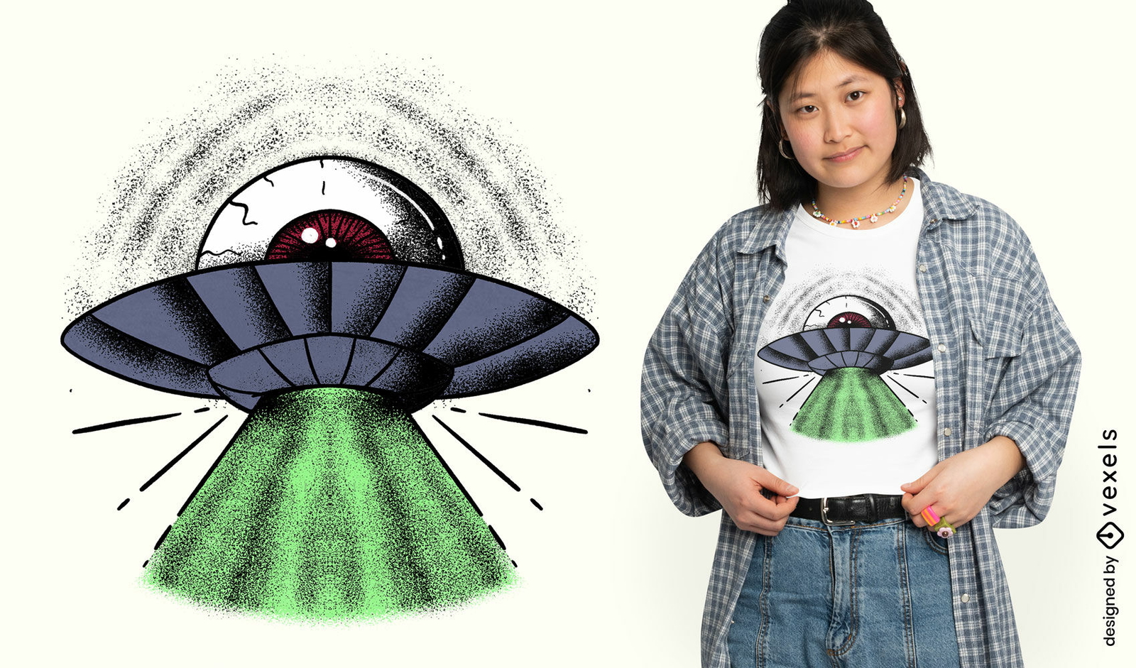 Design de camiseta trippy de nave alienígena