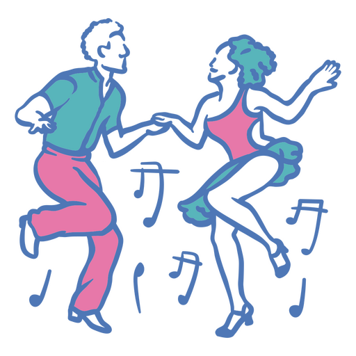 Couple dancing with music notes PNG Design