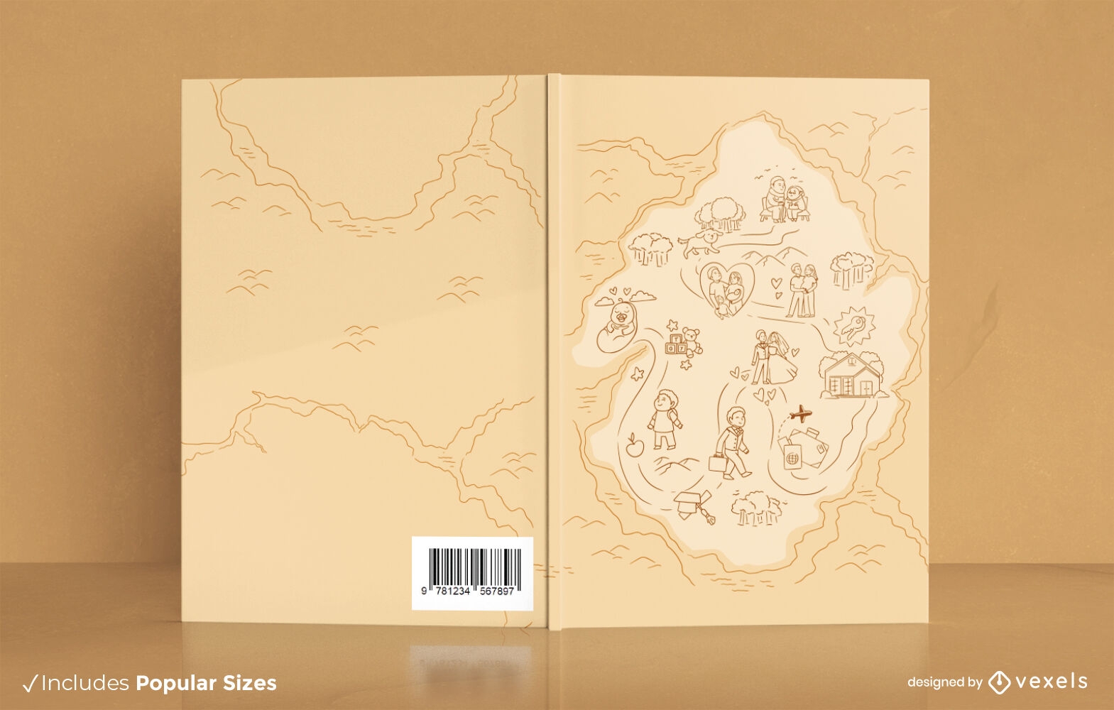 Diseño de portada de libro de mapa de vida KDP