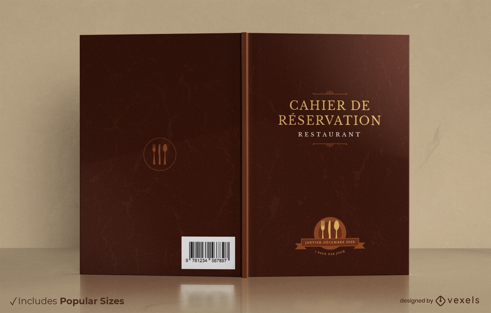 Design de capa de livro de reserva de restaurante francês