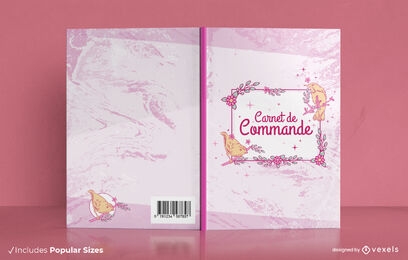 Design de capa de livro rosa de pássaros e flores