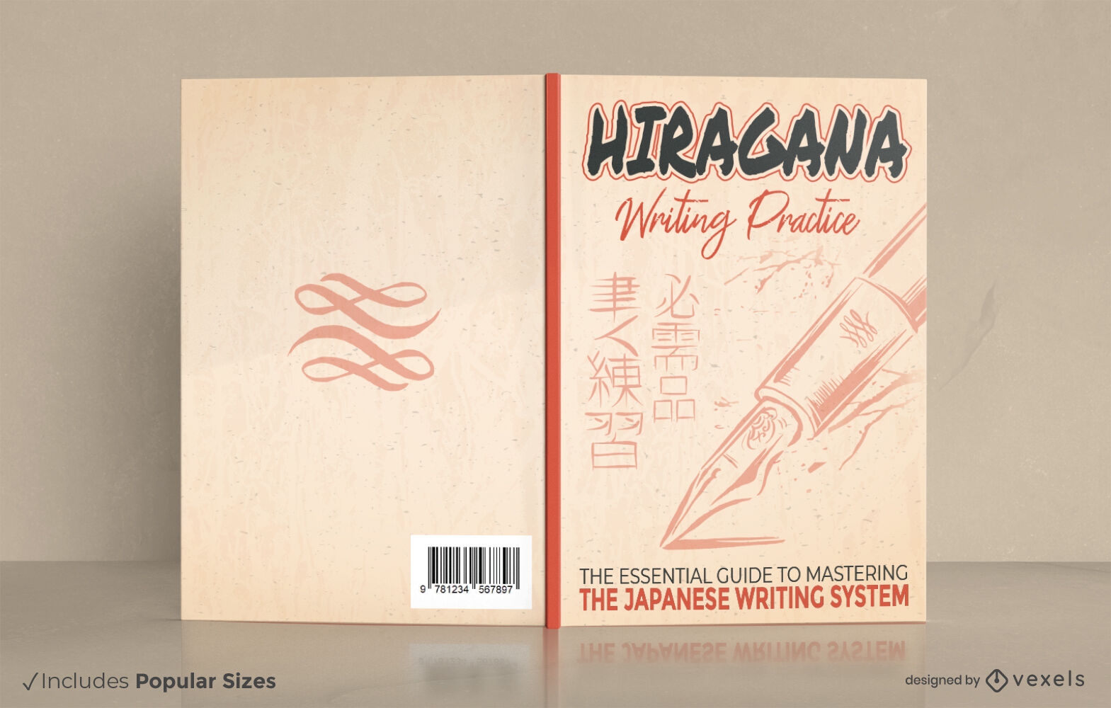 Design de capa de livro de escrita japonesa hiragana